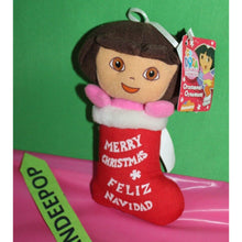 Load image into Gallery viewer, Dora The Explorer Plush Merry Christmas Feliz Navidad Stocking Holiday Ornament
