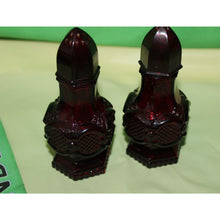 Load image into Gallery viewer, Ruby Red Glass Avon Cape Cod Charisma Cologne Empty Bottle Salt Pepper Shaker
