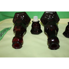 Load image into Gallery viewer, Ruby Red Glass Avon Cape Cod 1876 Pair Of Charisma Cologne Candlesticks Empty
