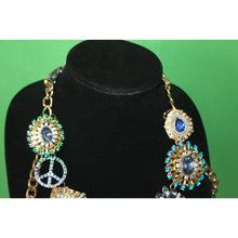 Load image into Gallery viewer, Vintage Jeweled Gemstone And Rhinestone Bib Necklace Costume Jewelry
