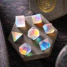 Load image into Gallery viewer, Gemstone Raised Dichroic Glass DND Dice Set
