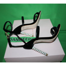 Load image into Gallery viewer, Sophia Webster Rosalind Velvet Sandal Stiletto Crystal Heel Shoes Women's 36.5
