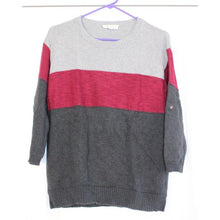 Load image into Gallery viewer, Tara By Vince Camuto Color Block 3/4 Sleeve Sweater Size Women's Small Gray Red

