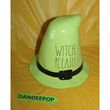 Load image into Gallery viewer, Rae Dunn Witch Please Ceramic Figural Hat Green Black Halloween Decoration
