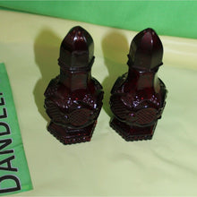 Load image into Gallery viewer, Ruby Red Glass Avon Cape Cod Charisma Cologne Empty Bottle Salt Pepper Shaker

