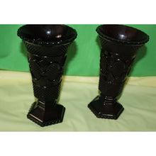 Load image into Gallery viewer, Ruby Red Glass Avon Cape Cod 2 Piece Scalloped Top Large Vases Valentine
