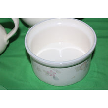 Load image into Gallery viewer, 5 Piece Pfaltzgraff Tea Rose Pitcher, Wyndham Butter Tub Medley Buff Gravy Boat
