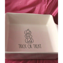 Load image into Gallery viewer, Rae Dunn White Trick Or Treat Halloween Square Baking Dish Artisan Collection
