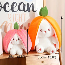 Load image into Gallery viewer, Reversible Strawberry Bunny Plush Toy Soft Polyester Stuffed Animal for Kids Hide and Seek Transforming Toy
