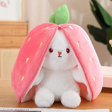 Load image into Gallery viewer, Reversible Strawberry Bunny Plush Toy Soft Polyester Stuffed Animal for Kids Hide and Seek Transforming Toy
