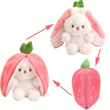 Load image into Gallery viewer, Reversible Strawberry Bunny Plush Toy Soft Polyester Stuffed Animal for Kids Hide and Seek Transforming Toy
