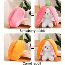 Load image into Gallery viewer, Reversible Strawberry Bunny Plush Toy Soft Polyester Stuffed Animal for Kids Hide and Seek Transforming Toy
