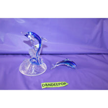 Load image into Gallery viewer, Cristal d'Arques Lead Crystal Dolphin On Wave Animal Figurine Decor W/ Smaller

