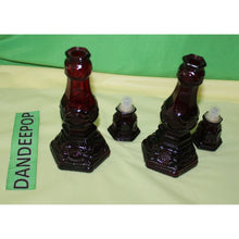 Load image into Gallery viewer, Ruby Red Glass Avon Cape Cod 1876 Pair Of Charisma Cologne Candlesticks Empty
