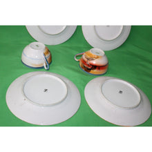 Load image into Gallery viewer, Vintage Japan Early 1900 Hand Painted Lusterware 6 Piece Landscape Plates Cups
