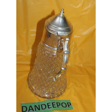Load image into Gallery viewer, Antique WA Italy Diamond Cut Crystal Silver Plate Pitcher Decanter Carafe
