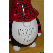 Load image into Gallery viewer, Rae Dunn Handsome Devil Gnome Seal Tight Ceramic Canister Halloween Spider Web
