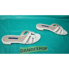 Load image into Gallery viewer, Stuart Weitzman Women's White Cami Sandals Leather Flats Shoes Size 6 CIZW 64218
