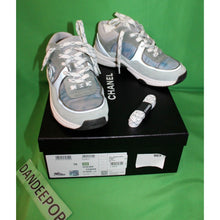 Load image into Gallery viewer, Chanel Fabric And Suede Calfskin Blue And Gray Sneakers G34360 Size Women's 36
