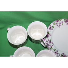 Load image into Gallery viewer, 8 Piece Violets Purple Floral Grace&#39;s Teaware 4 Mugs 4 Plates Tea Coffee Serving
