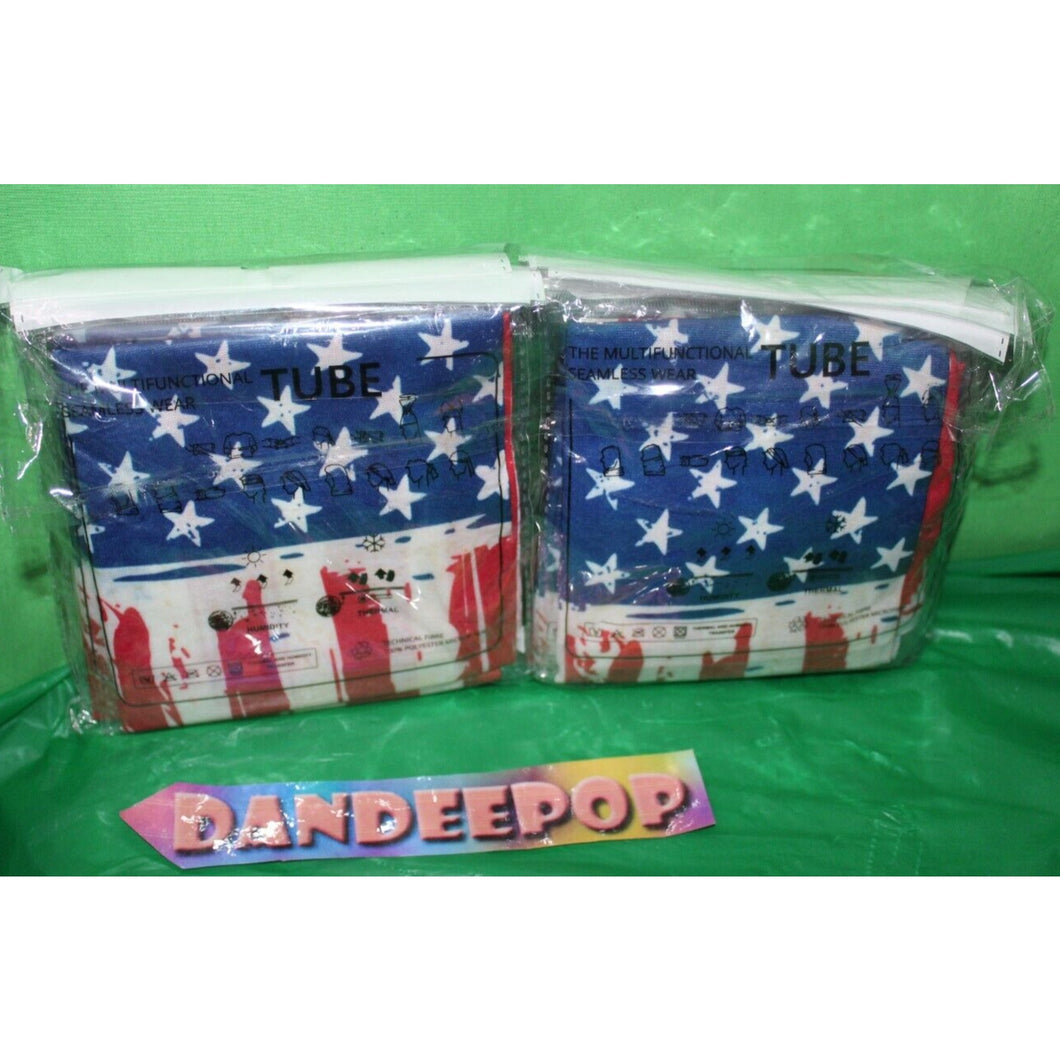 10 Pack Of Multifunctional Tube Bandanna American Flag Design Stars Stripes