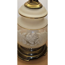 Load image into Gallery viewer, Quoizel 1978 Satin Lace Floral Gone With The Wind Large Hurricane Table Lamp 28"
