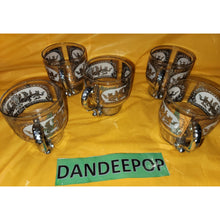 Load image into Gallery viewer, Vintage Culver 5 Piece Silver Clad Glass Coffee Cups With Removeable Handles
