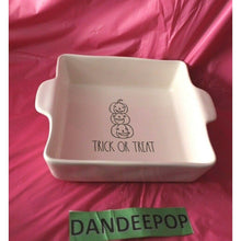 Load image into Gallery viewer, Rae Dunn White Trick Or Treat Halloween Square Baking Dish Artisan Collection
