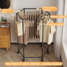 Load image into Gallery viewer, 360° Rotating Freestanding Clothing Rack – Hexagonal Carbon Steel Organizer with Wheels
