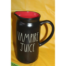 Load image into Gallery viewer, Rae Dunn Vampire Juice Drink Serving Pitcher Halloween Black And Red Ceramic
