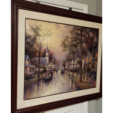 Load image into Gallery viewer, Thomas Kinkade Hometown Morning Lithograph 2000 Framed Artist Signed 30x40 IP
