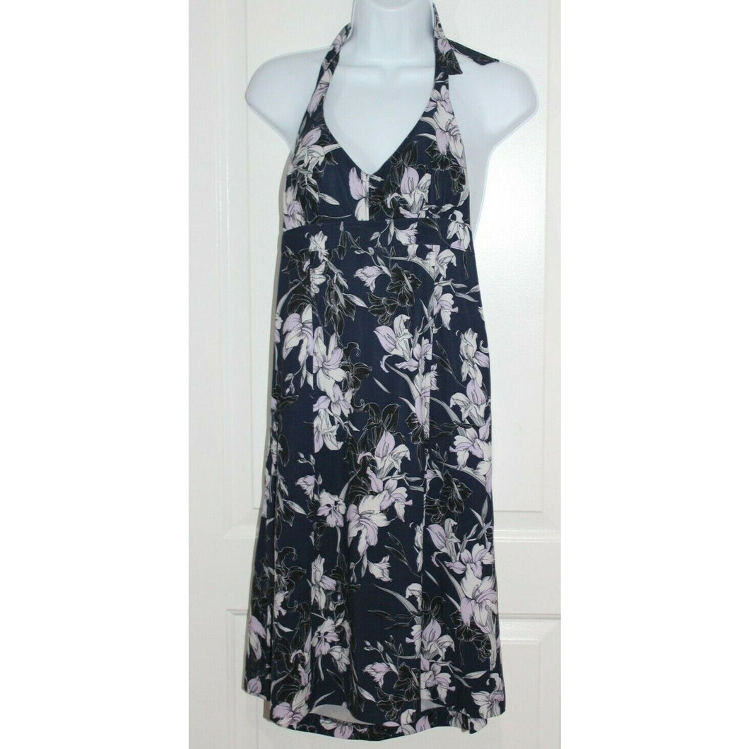 Athleta Halter Tie Top Sleeveless Blue Floral Dress Size Women's 2