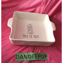 Load image into Gallery viewer, Rae Dunn White Trick Or Treat Halloween Square Baking Dish Artisan Collection
