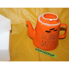 Load image into Gallery viewer, Rae Dunn Going Batty Orange Halloween Theme Teapot Tea Beverage Server
