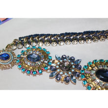 Load image into Gallery viewer, Vintage Jeweled Gemstone And Rhinestone Bib Necklace Costume Jewelry
