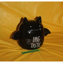 Load image into Gallery viewer, Rae Dunn Fang Tastic Figural Ceramic Black Bat Halloween
