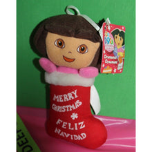 Load image into Gallery viewer, Dora The Explorer Plush Merry Christmas Feliz Navidad Stocking Holiday Ornament
