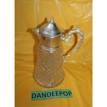 Load image into Gallery viewer, Antique WA Italy Diamond Cut Crystal Silver Plate Pitcher Decanter Carafe
