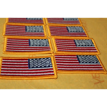 Load image into Gallery viewer, 8 Piece Embroidered USA United States Reverse Flag Sew On Patch Gold Border 3.5"
