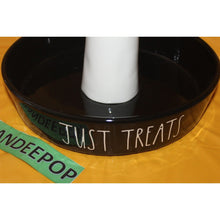 Load image into Gallery viewer, Rae Dunn No Tricks Just Treats 2 Tier Snack Holder Ceramic Display Halloween
