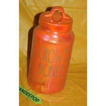 Load image into Gallery viewer, Rae Dunn Crow's Bones Orange Luster Finish Ceramic Canister Halloween Decor
