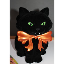 Load image into Gallery viewer, Bath &amp; Body Works Flocked Black Cat Orange Bow Jar Candle Holder Halloween 2025
