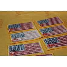 Load image into Gallery viewer, 8 Piece Embroidered USA United States Reverse Flag Sew On Patch Gold Border 3.5"
