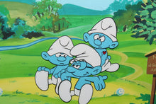 Load image into Gallery viewer, The Smurfs Original Production Registry Hand Painted Animation Cel Golf Scene
