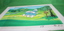 Load image into Gallery viewer, The Smurfs Original Production Registry Hand Painted Animation Cel Golf Scene
