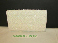 Load image into Gallery viewer, Vintage Du Barry White Embellished Sequin &amp; Bead Satin Clutch Handbag Hong Kong
