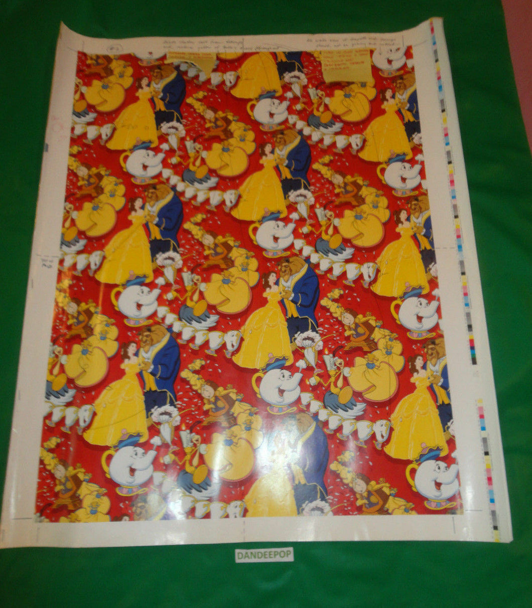 Walt Disney Beauty and The Beast 7 1981 Gift wrap Proof Verification Sheet set