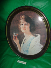 Load image into Gallery viewer, Coca-Cola Oval Tin Bar Kitchen Tray with Vintage Lady with Soda 15x12 Vintage
