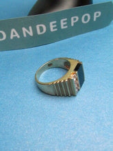 Load image into Gallery viewer, PL Gold Ring With Black Gemstone and CZ Square  Ring Size 10 Fashion Jewelry
