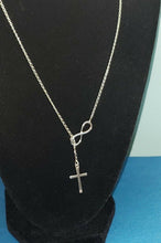 Load image into Gallery viewer, Infinity Silver 925 Necklace With Dangling Cross Pendant
